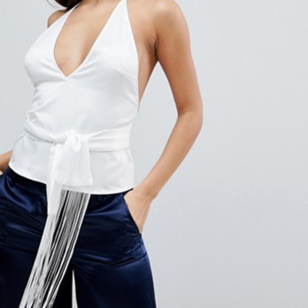 ASOS DESIGN Plunge Top with Fringe Belt